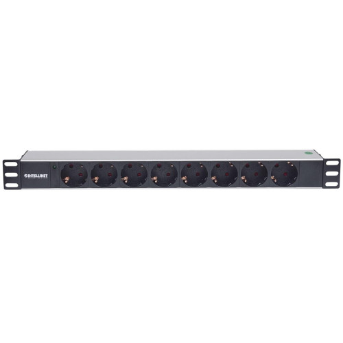 Intellinet 714037 rozdzielacz zasilania PDU 8 x gniazdo sieciowe 1U Aluminium, Czarny-13822475