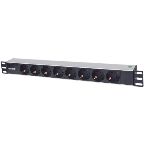 Intellinet 714037 rozdzielacz zasilania PDU 8 x gniazdo sieciowe 1U Aluminium, Czarny-13822476