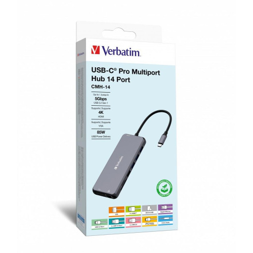 Verbatim CMH-14 USB Type-C 5000 Mbit/s Srebrny-13838859