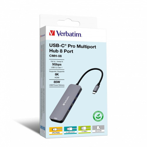 Verbatim CMH-08 USB Type-C 5000 Mbit/s Srebrny-13839036