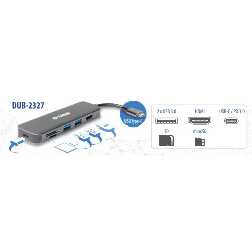 D-Link DUB-2327 stacja dokująca Przewodowa USB Type-C Szary-13839519