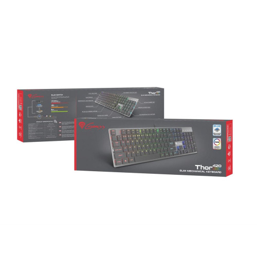 GENESIS Thor 420 RGB klawiatura Gaming USB AZERTY US English Srebrny-13839978