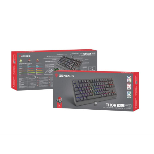 GENESIS Thor 230 TKL klawiatura Gaming USB + RF Wireless + Bluetooth QWERTY Szary-13841070