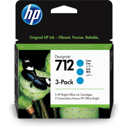 HP Zestaw 3 błękitnych wkładów atramentowych 712 DesignJet 29 ml