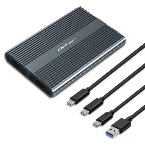 Qoltec Obudowa | kieszeń na dysk M.2 SSD | SATA | NVMe | USB-C | DUAL 2 x 2TB-13955507