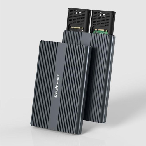Qoltec Obudowa | kieszeń na dysk M.2 SSD | SATA | NVMe | USB-C | DUAL 2 x 2TB-13955514
