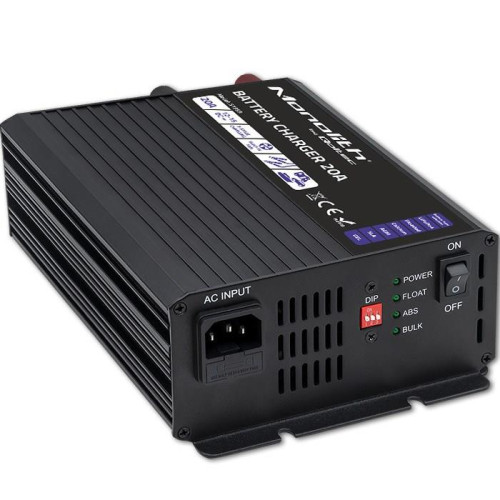 Qoltec Inteligentna ładowarka Monolith do akumulatorów LiFePO4 AGM GEL SLA, 20A, 12V-13024283
