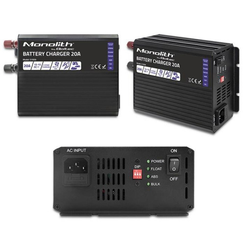 Qoltec Inteligentna ładowarka Monolith do akumulatorów LiFePO4 AGM GEL SLA, 20A, 12V-13977070