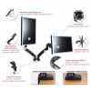 Uchwyt biurkowy na sprężynie gazowej do 2 monitorów LED/LCD 13-27