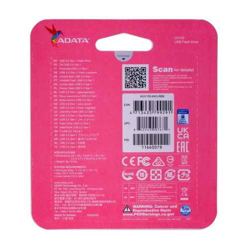 Pendrive ADATA UV150 AUV150-64G-RBK (64GB; USB 3.0; kolor czarny)-14137436