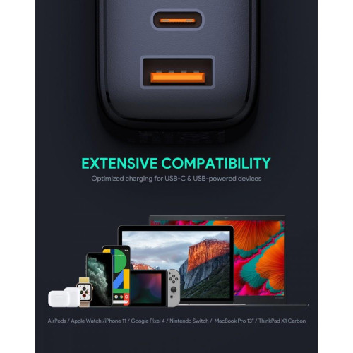 PA-B3 Omnia GaN ładowarka sieciowa 2xUSB Power Delivery (1xUSB A+1xUSB C) 65W 5.4A-1419429