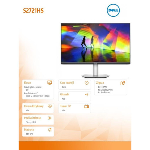 Monitor S2721HS 27 cali IPS LED Full HD (1920x1080) /16:9/HDMI/DP/fully adjustable stand/3Y PPG-1420809