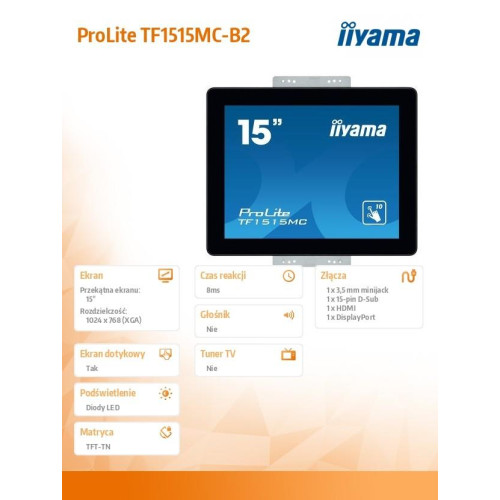 Monitor 15 cali ProLite TF1515MC-B2 poj.10pkt,pianka,4:3,TN-1422239