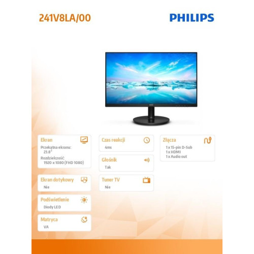 Monitor 241V8LA 23.8 cala VA HDMI Głośniki-1428345