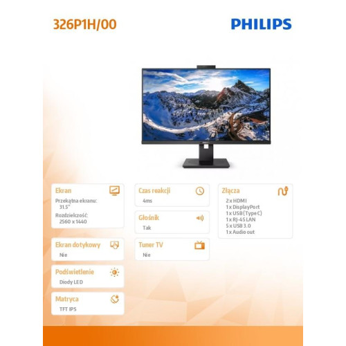 Monitor 326P1H 31.5 cala IPS HDMIx2 DP USB-C-1428380