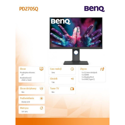 Monitor 27 cali PD2705Q LED 5ms/QHD/IPS/HDMI/DP/USB -1436542