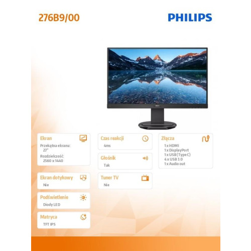 Monitor 276B9 27 cali IPS HDMIx2 DP USB-C Pivot-1436890