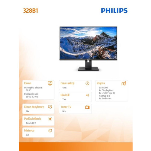 Monitor 328B1 31.5 cala VA 4K HDMIx2 DP Pivot-1437152