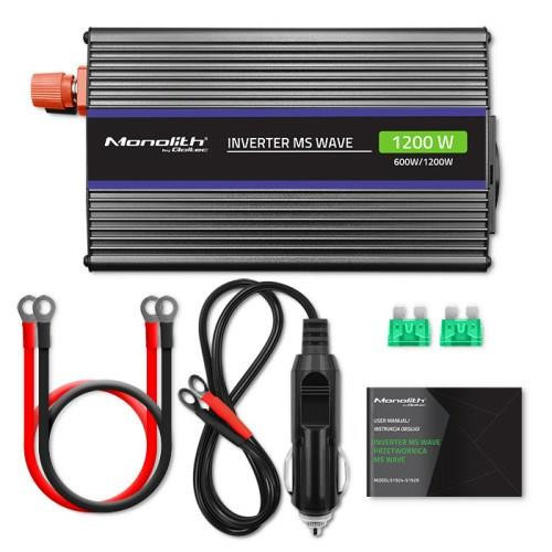 QOLTEC PRZETWORNICA NAPIĘCIA MONOLITH 1200 MS WAVE | 12V NA 230V | 600/1200W | USB-14377947