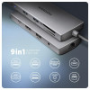 AXAGON HMC-8HLSA Wieloportowy koncentrator USB-C 3.2 Gen 1, 3x USB-A + 4K/60Hz HDMI + SD/microSD, Gigabit LAN, Audio, PD