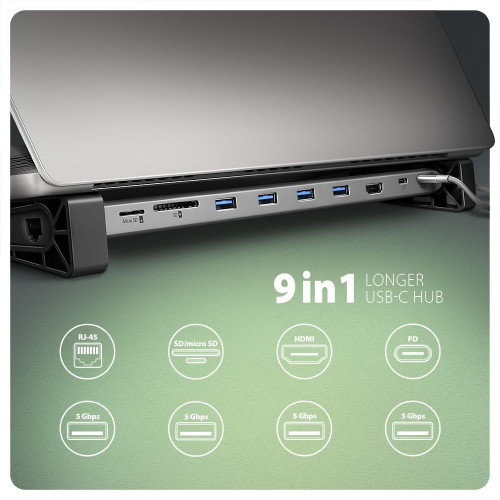 Koncentrator wieloportowy AXAGON HMC-10HLS, 4x USB-A i 2x USB-C, HDMI 4K/60Hz, RJ-45, SD/microSD, PD 100W-14463751
