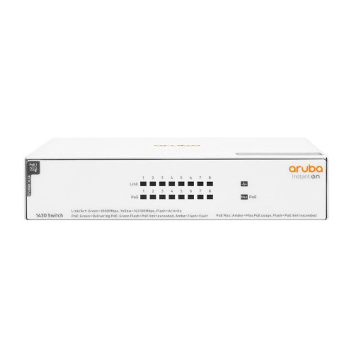 Aruba Instant On 1430 8G Class4 PoE 64W Nie zarządzany L2 Gigabit Ethernet (10/100/1000) Obsługa PoE Biały-14515739