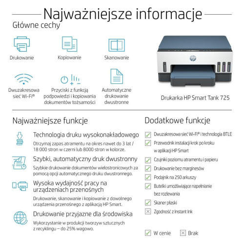 HP Urządz. Wielof. Smart Tank 725 All-in-One 28B51A-14651536