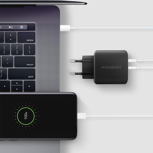Axagon ACU-PQ45 QC 3.0, 4.0/AFC/FCP/PPS/PD, 45W, schwarz - Netzladegerät mit USB-A und USB-C Schnittstelle Telefon kom