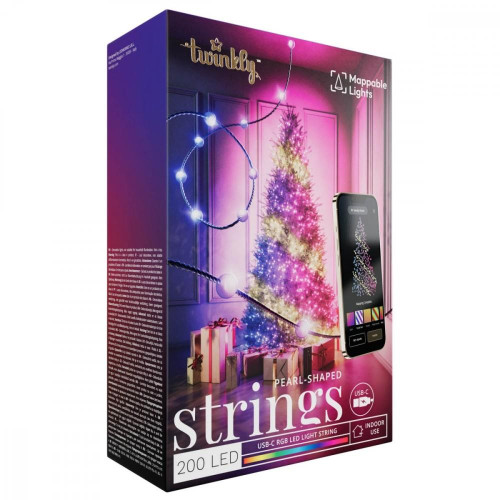 Inteligentne lampki dekoracyjne Strings USB-C (Candies) 200 LED RGB, perły, zielony przewód, 12 m-14811442