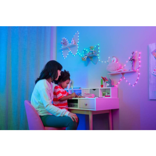 Inteligentne lampki dekoracyjne Strings USB-C (Candies) 200 LED RGB, serca, zielony przewód, 12 m-14811467