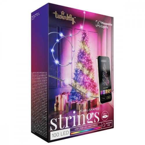 Inteligentne lampki dekoracyjne Strings USB-C (Candies) 100 LED RGB, perły, przezroczysty przewód, 6 m-14811491