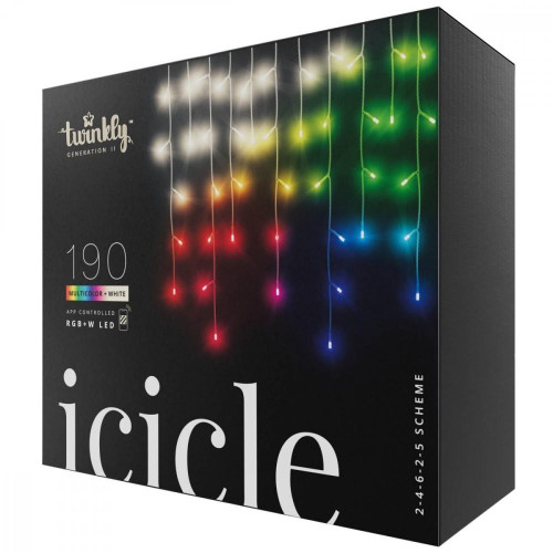 Inteligentne lampki sople Icicle 190 RGBW LED, 5x0,5 m, IP44, przezroczysty przewód-14811536