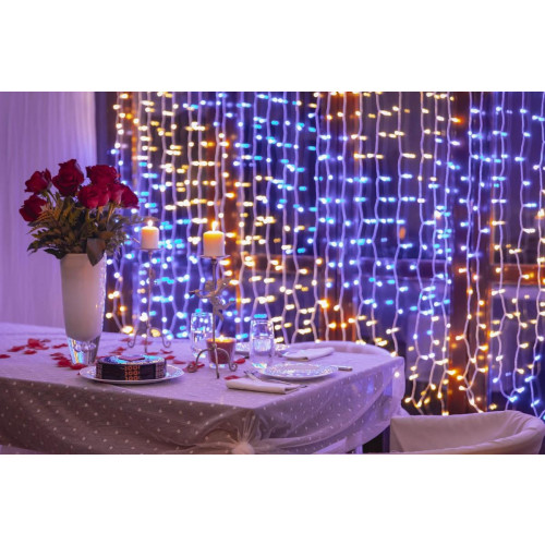 Inteligentna kurtyna Curtain 400 LED RGB+W 3x2m, przezroczysty przewód-14811592