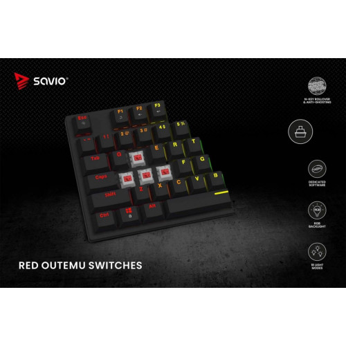 Klawiatura mechaniczna RGB Tempest X2 Outemu Red-14811885