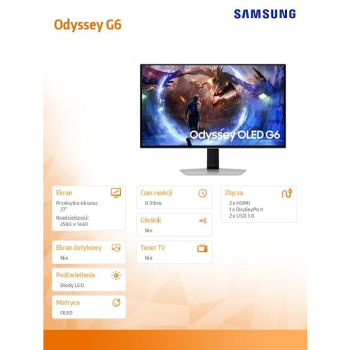 Monitor gamingowy Odyssey G6 27 cali LS27DG600SUXEN-14812215