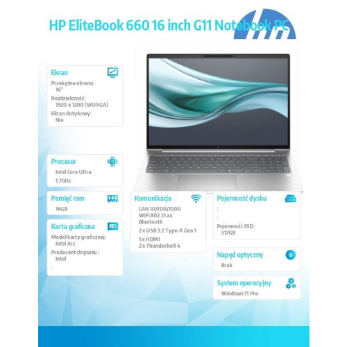 Notebook EliteBook 660 G11 U5-135H 512GB/16GB/W11Pro/16.0 A37W0ET-14813359