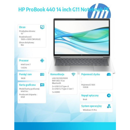 Notebook ProBook 440 G11 U7-155H 512GB/16GB/W11P/14 cali A38DLET-14813761