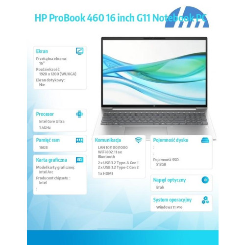 Notebook ProBook 460 G11 U7-155H 512GB/16GB/W11P/16.0 A38DQET-14813969