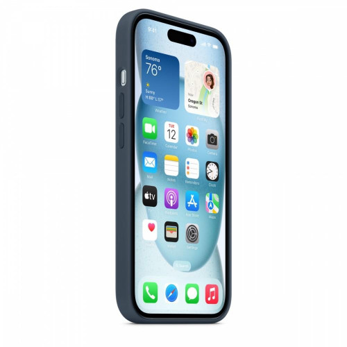 Etui silikonowe z MagSafe do iPhonea 15 - sztormowy błękit-14814291