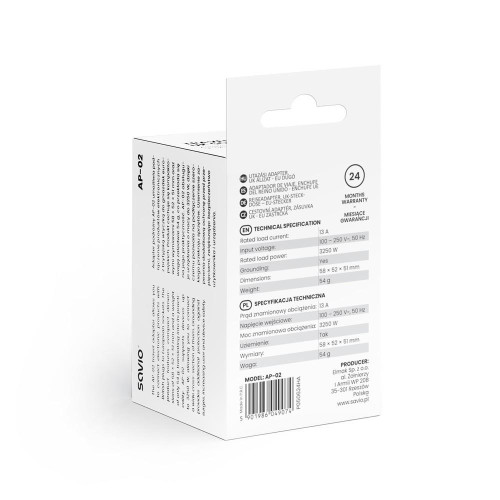 Adapter podróżny, gniazdo UK wtyk EU AP-02-14815089
