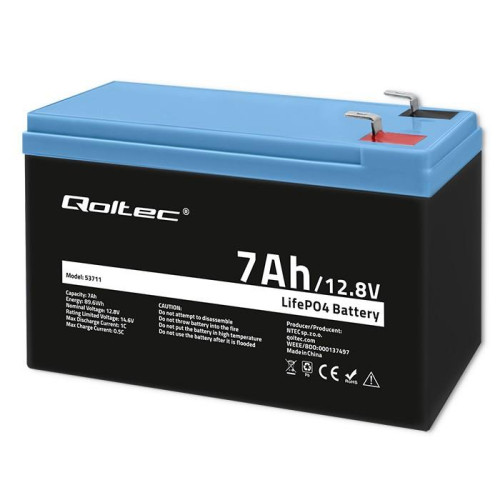 Akumulator LiFePO4 Litowo-Żelazowo-Fosforanowy | 12.8V | 7Ah | 89.6Wh | BMS-14816329