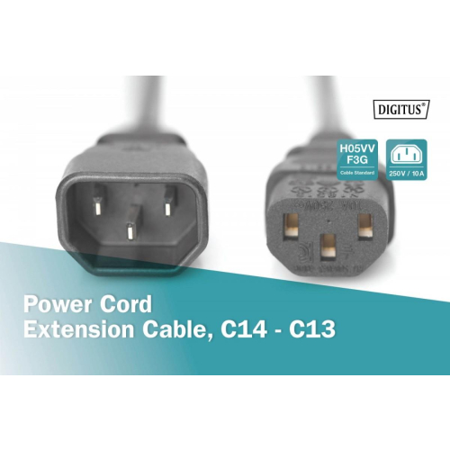 Kabel przedłużający zasilający Typ IEC C14/IEC C13 M/Ż czarny 1,8m-14816717
