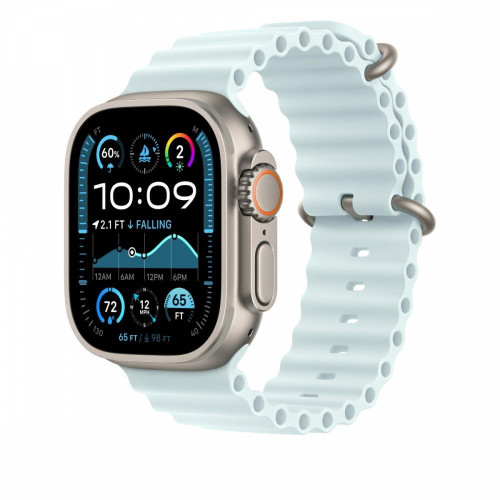 Przedłużka do paska Ocean w kolorze mroźnego błękitu do koperty 49 mm - elementy z tytanu w kolorze naturalnym-1481