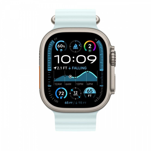 Przedłużka do paska Ocean w kolorze mroźnego błękitu do koperty 49 mm - elementy z tytanu w kolorze naturalnym-1481
