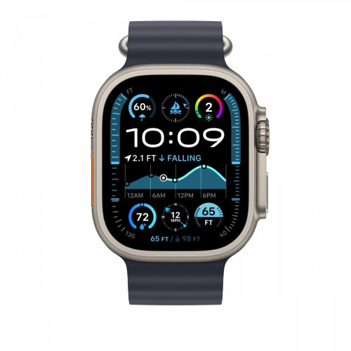 Przedłużka do paska Ocean w kolorze granatu do koperty 49 mm - elementy z tytanu w kolorze naturalnym-14818797