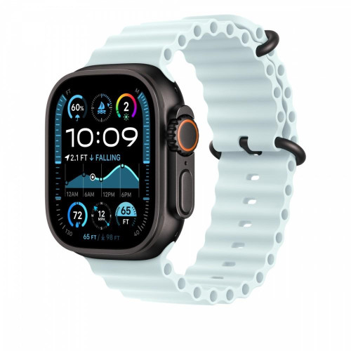 Pasek Ocean w kolorze mroźnego błękitu do koperty 49 mm - elementy z tytanu w kolorze czarnym-14818823