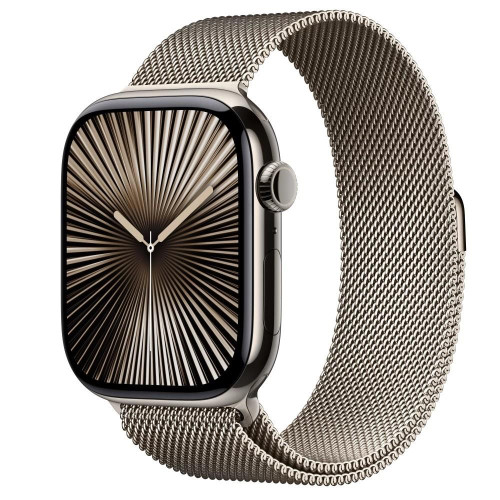 Watch Series 10 GPS + Cellular, koperta 46 mm z tytanu w kolorze naturalnym z bransoletą mediolańską w kolorze tytanu naturalnego - rozmiar S/M