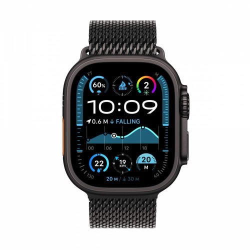 Watch Ultra 2 GPS + Cellular, koperta 49 mm z tytanu w kolorze czarnym z bransoletą mediolańską S z tytanu w kolorze 