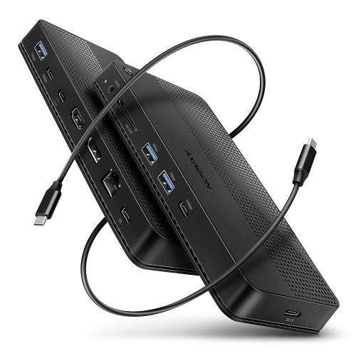 HMC-U4 Wieloportowy hub USB 12in1, USB 4.0 40Gbps, 3x USB-A, 2x USB-C, GLAN, HDMI 8K, DP 8K, PD 100W, HQ audio 24bit, UHS II SD/microSD, 80cm USB-C ka