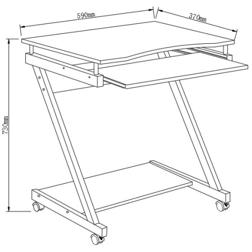 Biurko komputerowe 590x370 mobilne z półką-14821451